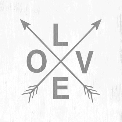 «Love Crossed Arrows», art textuel sur toile tendue