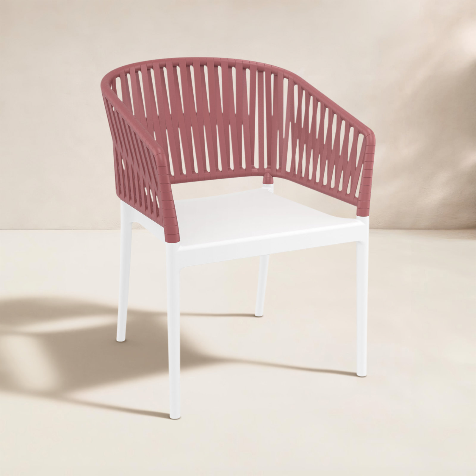 Newport Stackable Patio Armchair, Marsala/White