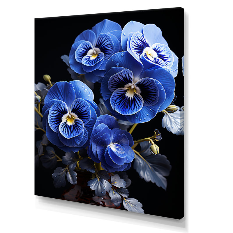 Minuit Indigo Pansy Wonders II, H 20 po x l 12 po x P 1 po, Toile tendue