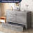 Full Size Murphy Bed Cabinet with Tri-fold Mattress & USB Charging, Grey-83685093