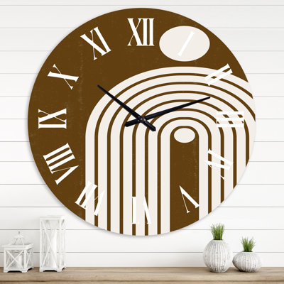 Terracotta Minimalist Boho Rainbow II - Horloge murale moderne