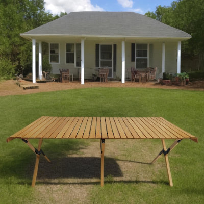 Table en bois portative - Pliable et naturelle pour le camping, les pique-niques, les fêtes dans le jardin, les voyages, les barbecues, les véhicules récréatifs, les terrasses et les repas à l’intérieur. Parfait pour s'amuser en toute convivialité.