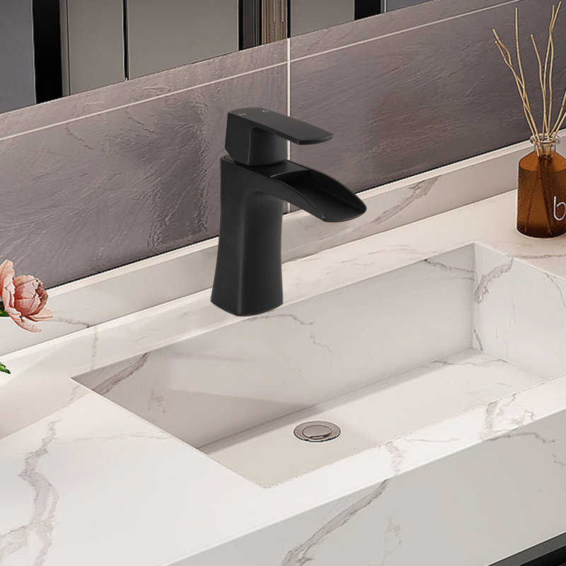 Matte Black Waterfall Bathroom Faucet - Single Handle Sink Tap | Gift Idea, Matte Black