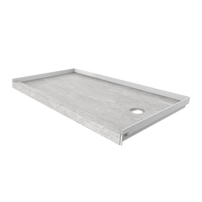 FlexStone® 60"W x 30"D Alcove Shower Base with Right Drain in Tundra