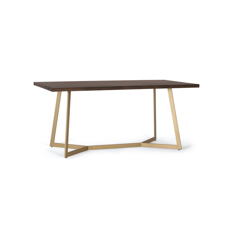 Aliaksei Mango Rectangular Wood Top Dining Table with Steel Base