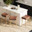 Stylish Counter Upholstered Bar Stool, Metal Frame with Wood Grain, Faux Leather Seat, Mid - Century Modern for Kitchen Island-114946126-118717165