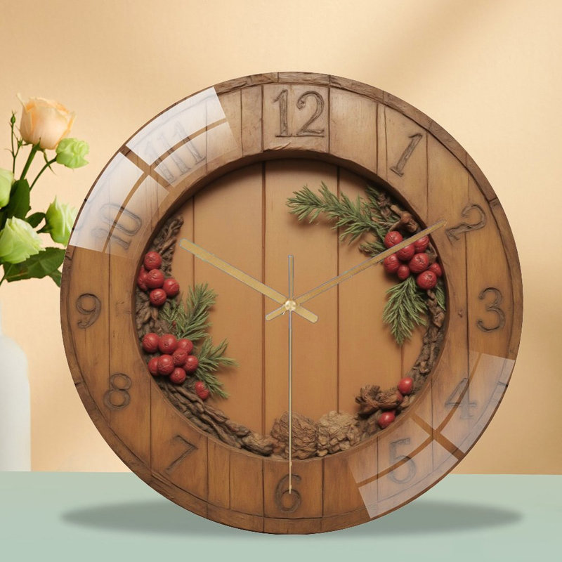 Horloge murale moderne en bois 12 po