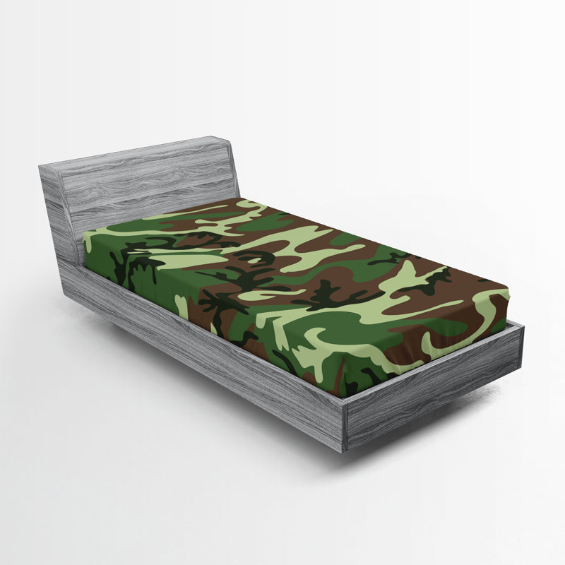 Ensemble de 2 draps-housses Ambesonne Camo Classic, Ensemble literie pour lit simple
