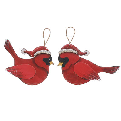 Wooden Cardinal Hanger - Set Of 2