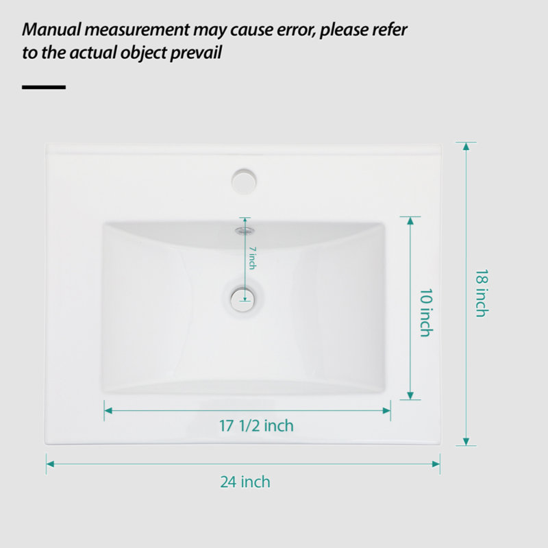 Go Peak Track 18'' Ceramic Rectangular Bathroom Sink with Overflow