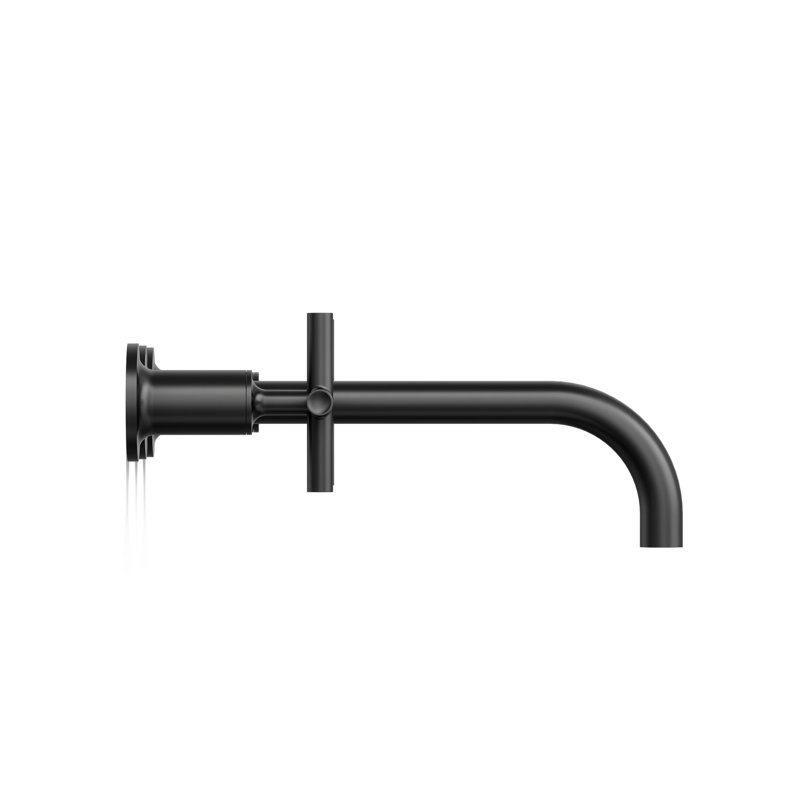 Purist Wall Mounted Bathroom Faucet, Matte Black, Cross Handle
