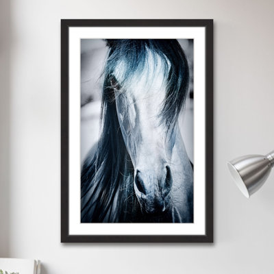 « blue cheval », reproduction d’art encadrée