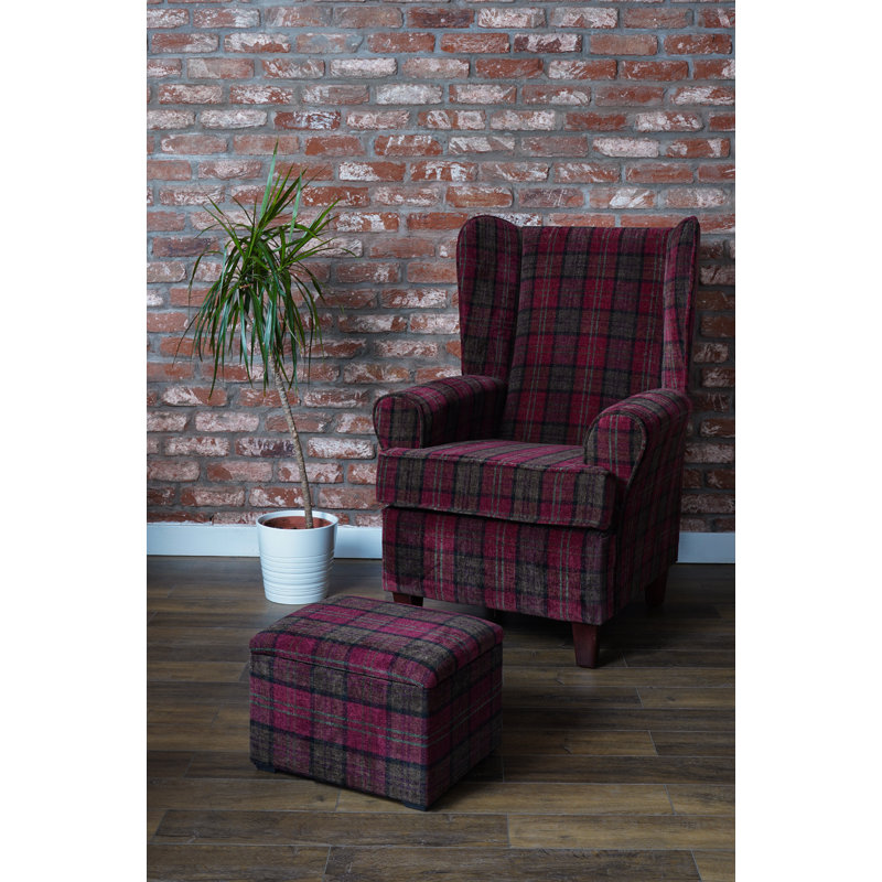 Bartee Wingback Chair, Hot Pink/Brown