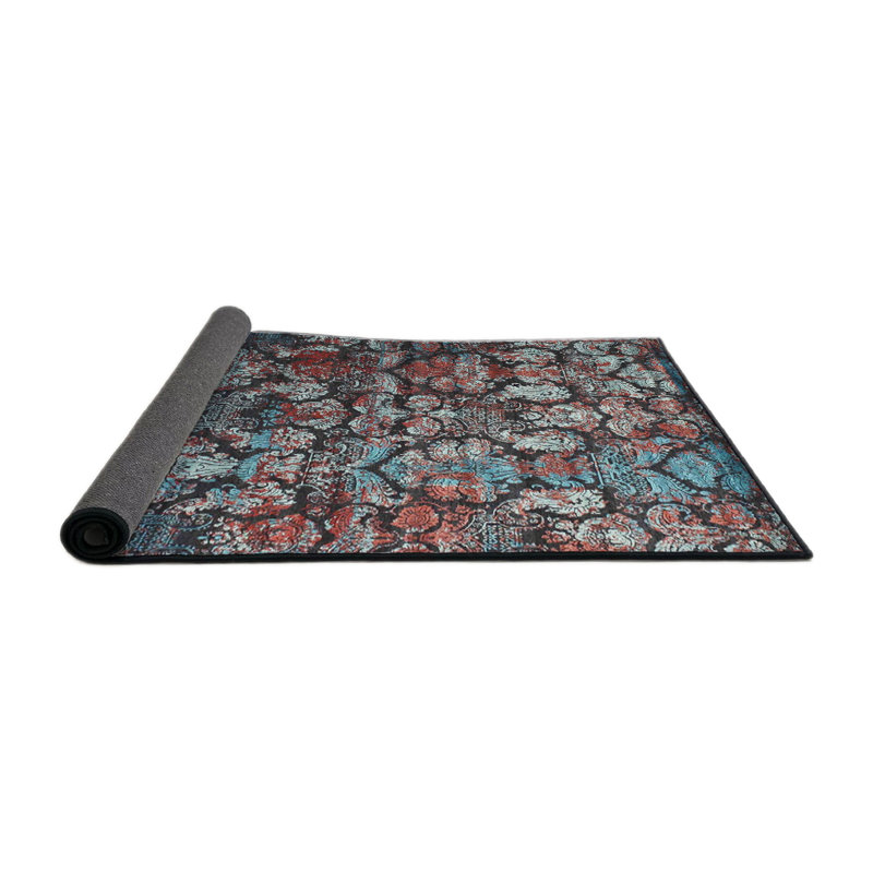 Tapis de zone bleu foncé contemporain, Rond 7 pi
