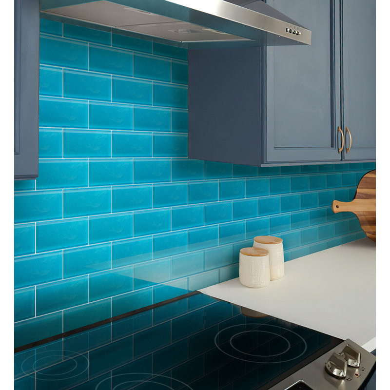 3"X 6" Matte Finished Glass Subway Tile, Laguna Blue