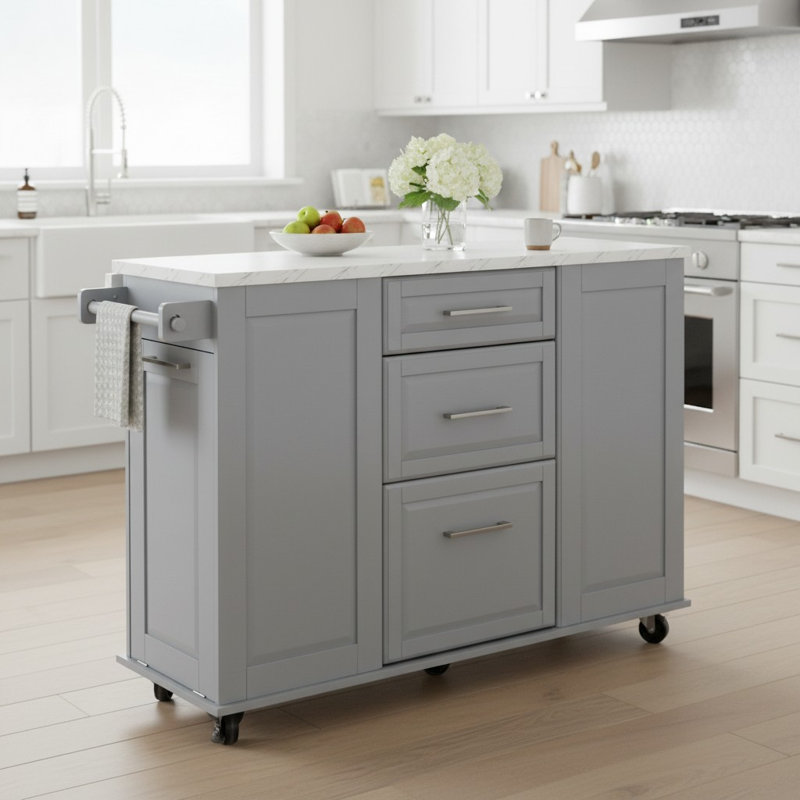 Îlot de cuisine avec rangement inclinable et armoire de rangement