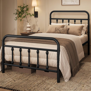 Metal Bed Frame with Vintage Headboard