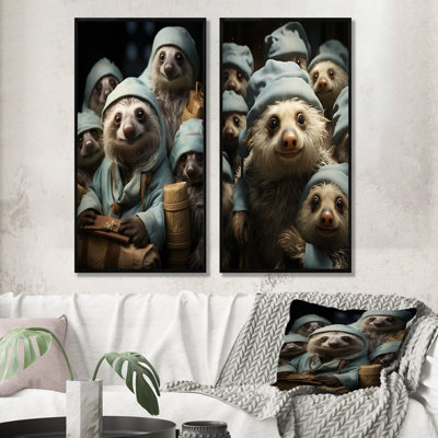 Funny Sloth Familly I - Sloth Wall Art Living Room Set Of 2