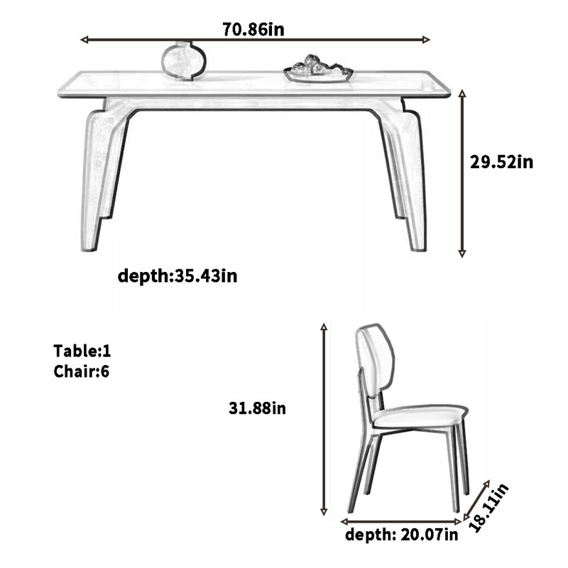 Combinaison de table et de chaise simplifiée
