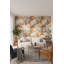 Papier peint marbré, décoration murale beige craquelée