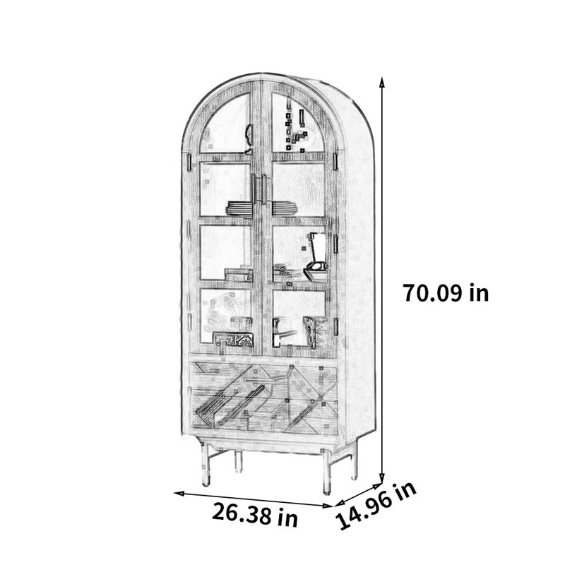 Simple storage display cabinet glass bookcase