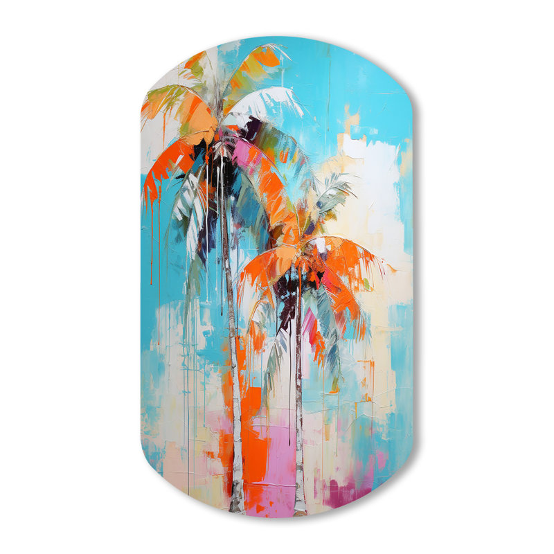 Denio - Asymmetric Palms, reproduction d'art murale en métal, H 31 po x l 19 po