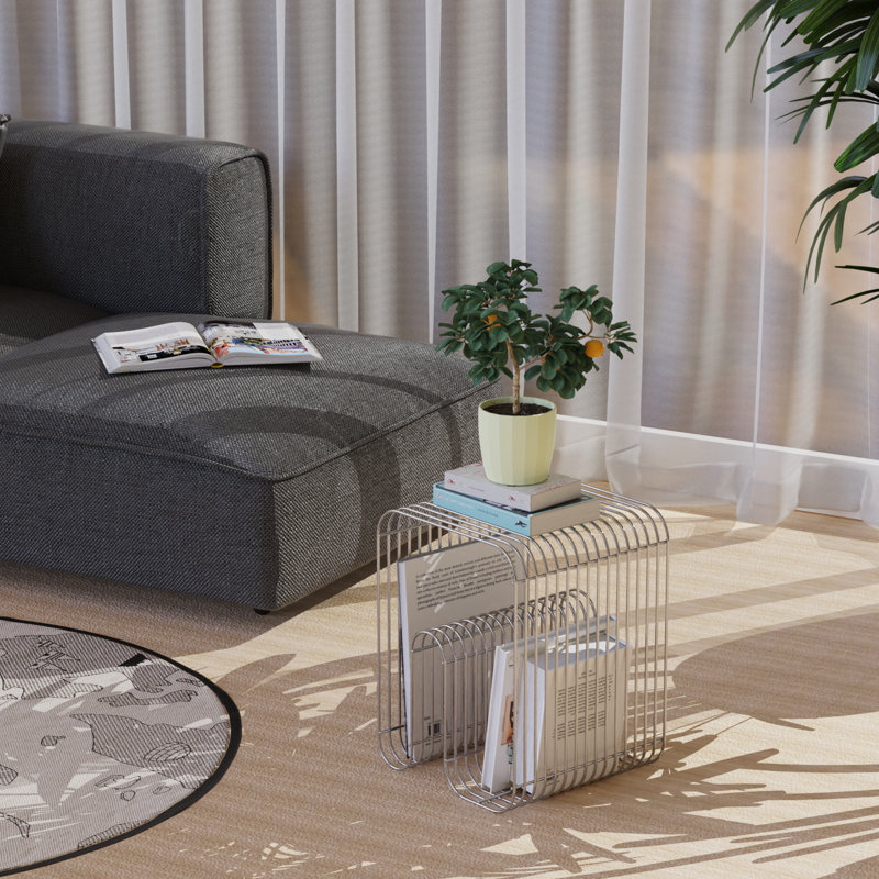 Medieval Retro Record Stand, Simple and Fashionable Modern End Table Magazine Rack, Decorated Home, Silver.