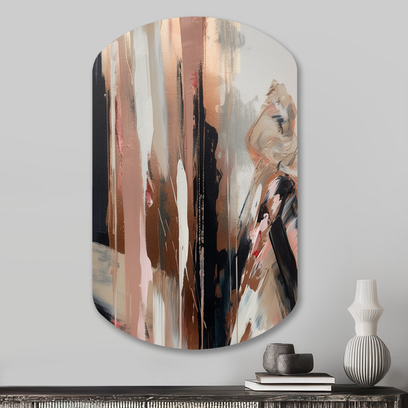 Meher Brown And Black Beyond Boundaries I - Cylinder Abstract Metal Wall Decor, Asymmetrical Metal Wall Sculpture Print