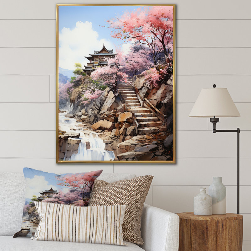 «Bartos China Spring Blossom II», reproduction sur toile, Cadre flottant doré, H 32 po x l 24 po x P 1 po