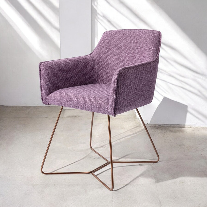 Dashall 123.19cm H Polyester Upholstered Metal Armchair, Purple, Rose