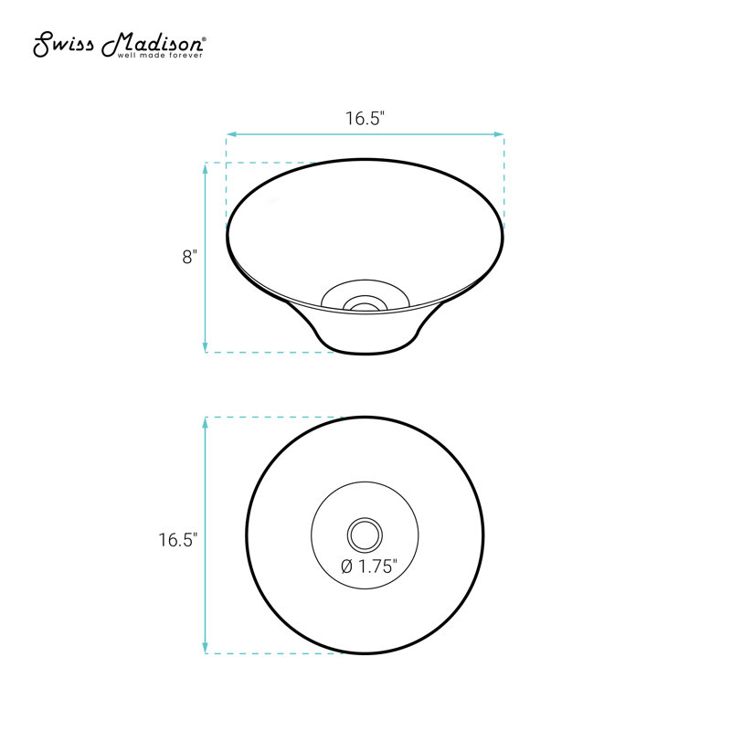 Ivy 16.5" Round Vessel Sink, Matte Black