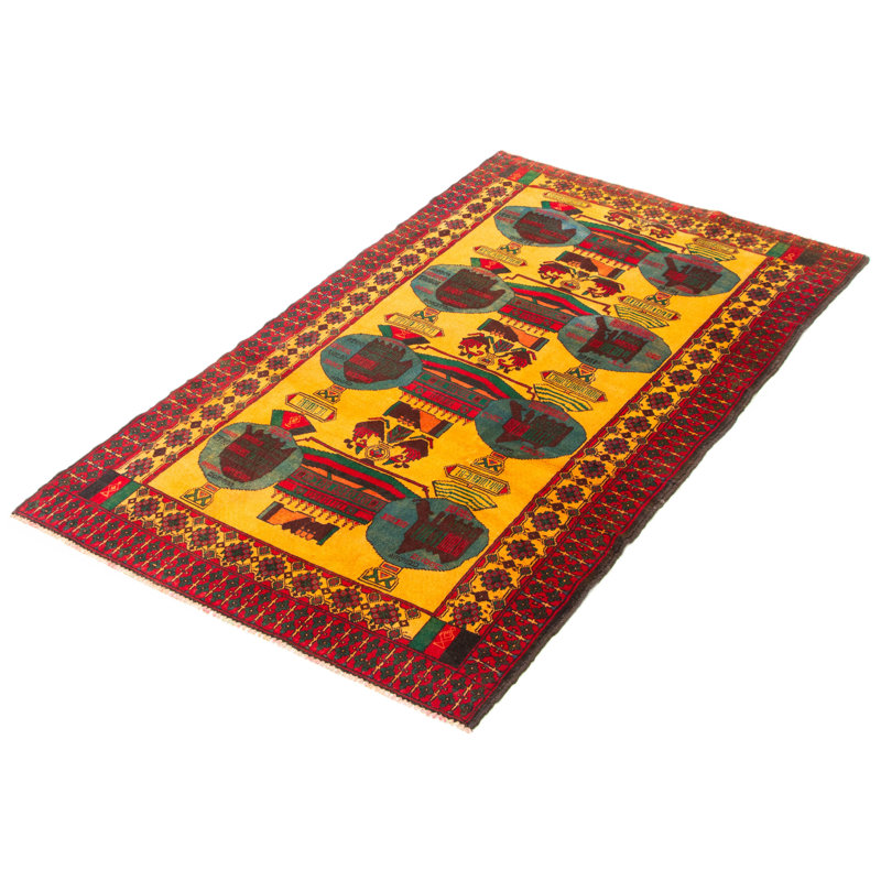 Tapis orange clair Teimani 3 pi 11 po x 6 pi 10 po
