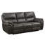 Fauteuil inclinable moderne 3 places en microfibre grise, structure en bois massif et contreplaqué, capacité de 136 kg par siège, inclinaison par tirette, coussins de dossier fixes, dossiers amovibles (3 places, dossiers, capacité de poids).