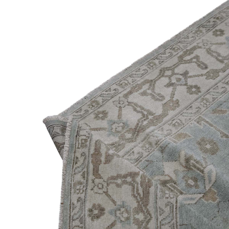 Tapis en laine noué à la main gris / ivoire Oushak