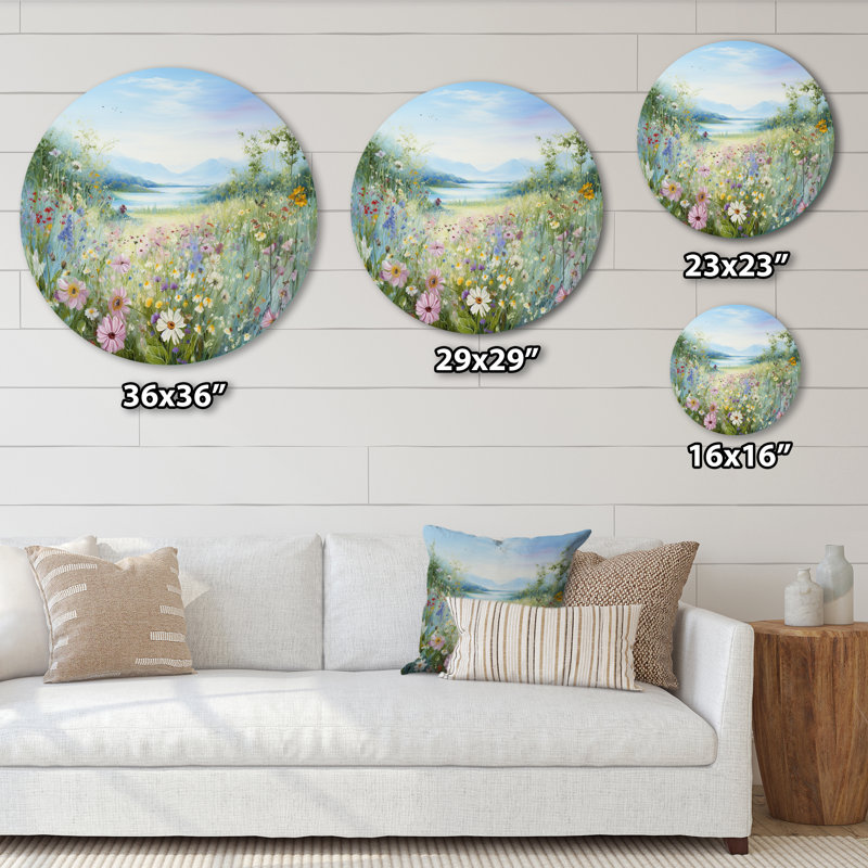 Art floral mural rond en métal Simplity Wreath, H 29 po x l 29 po