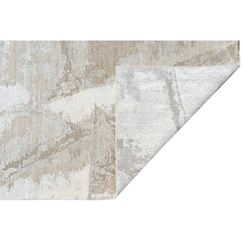Tapis chameau et ivoire noué à la main de haute qualité, Rectangle 96 po x 60 po