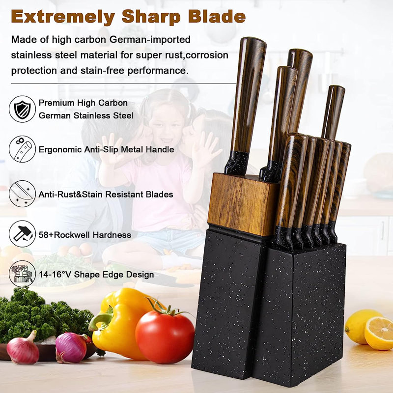 Wuyi 12 Piece Stainless Steel Knife Block Set