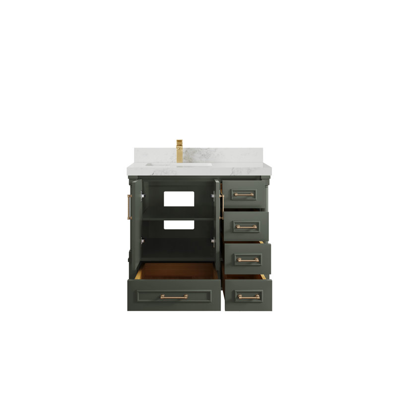 Aberdeen 36'' Single Bathroom Vanity with Top, Calacatta Nuvo