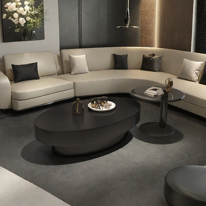 Modern and simple oval coffee table, Black