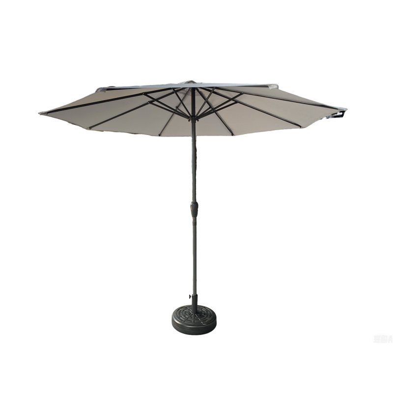 Parasol d'extérieur 9 pi - Gris, protégé, vent, inclinable et manivelle pour patio, plage, auvent bloquant le patio, design relaxant
