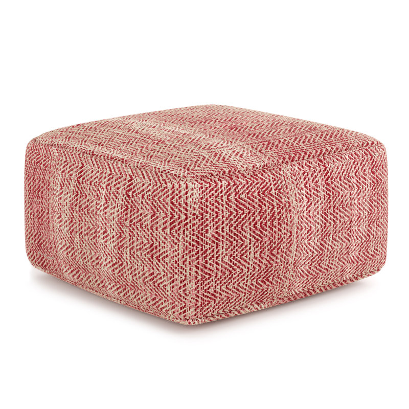 Pouf carré en coton 20 po Nate, Mélange de coton Maroon Melange