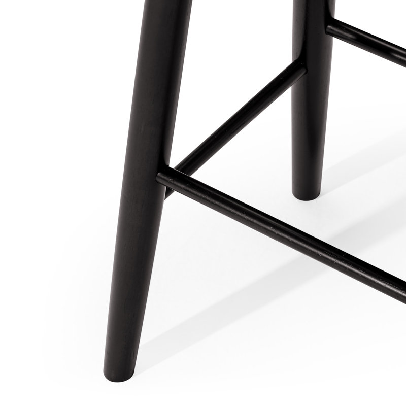 Maven Lane Luna Backless Stool in Wood Finish, Bar Stool (31" Seat Height), Rustic Black