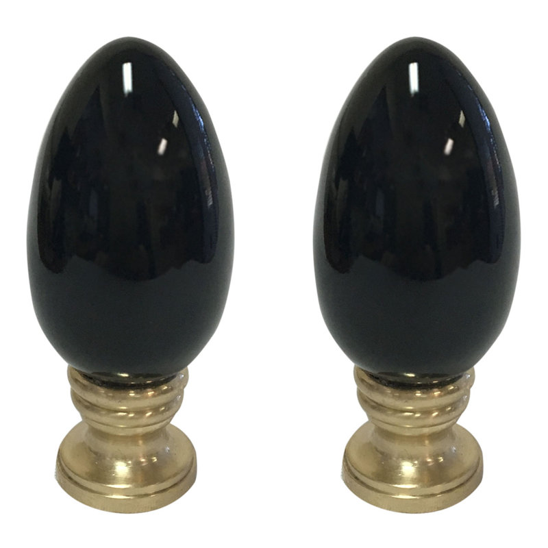 Ceramic Egg Shaped Lamp Finial, Black