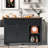 53.7" Farmhouse Kitchen Island with Power Outlet, 2 Sliding Barn Door Kitchen Storage Island with Drop Leaf, Spice Rack Rolling Kitchen Cart on Wheels, for Home, Kitchen and Dining Room, Black