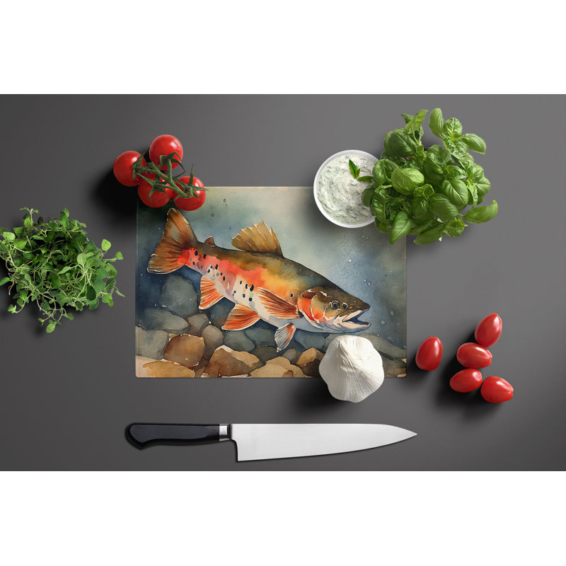 Brook Trout Glass Cutting Board Large