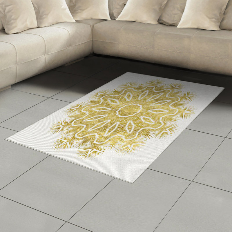 Tapis décoratif en fibres à haute densité Mandala, Rectangle— 4 pi x 5 pi 8 po