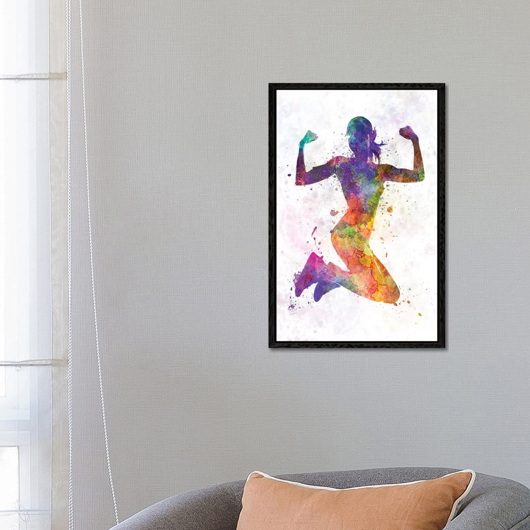 Frau Läuferin Joggerin Springend Kraftvoll von Paul Rommer - Gallery-Wrapped Canvas Giclée