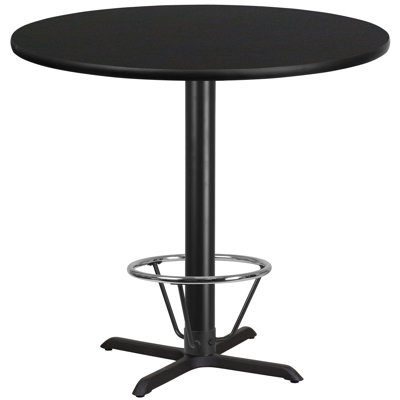 Plateau de table rond en stratifié 24 po Baskin avec base de table à hauteur de bar 22 po x 22 po