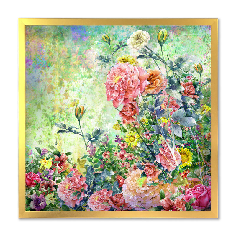 «Modern Modern Pink And Green Summer Garden III», reproduction d'art sur toile, H 36 po x l 36 po x P 1,5 po