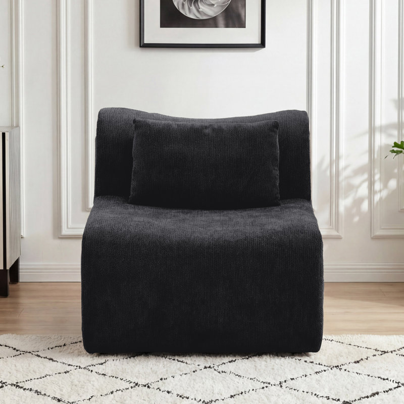 Chaise rembourrée sans accoudoirs, Noir